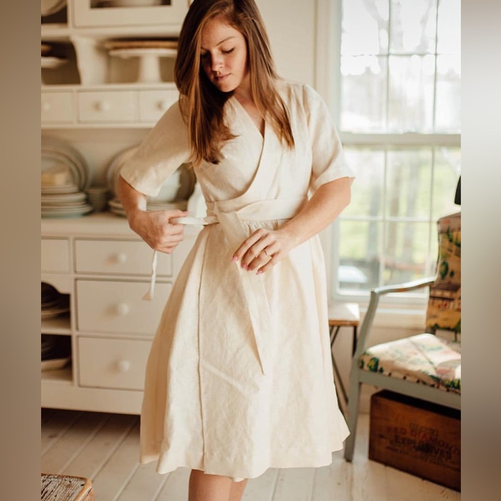 Mae+August white wrap dress